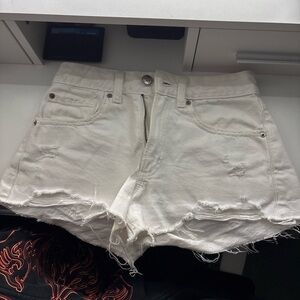 Garage white denim shorts